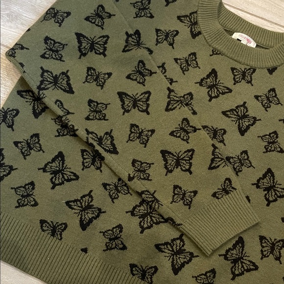 Stella Tweed Olive Green Butterfly Sweater - Picture 4 of 5